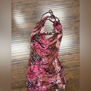 Tictoc la cow neck tie back top with crystal detailing